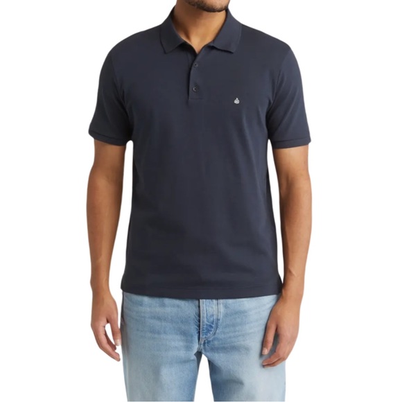 Rag & Bone Interlock Slim Fit Performance Polo in Salute Navy - Picture 2 of 7